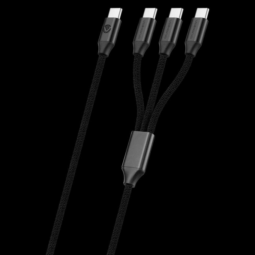 Volkano Weave Series 100w 3-in-1 Charge Cable (3 x Type C) - Black