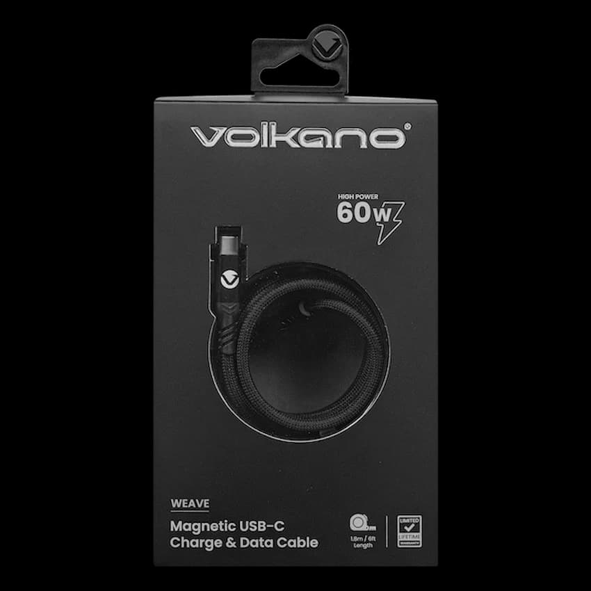 Volkano Weave Series 60w Magnetic Type-C Cable - Black