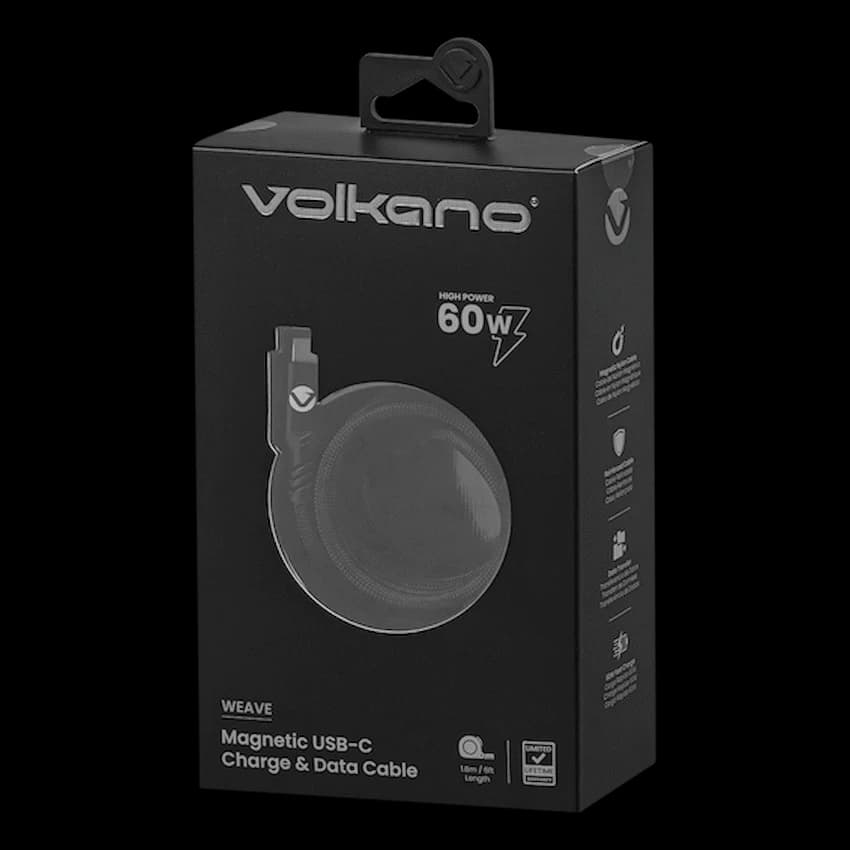 Volkano Weave Series 60w Magnetic Type-C Cable - Black