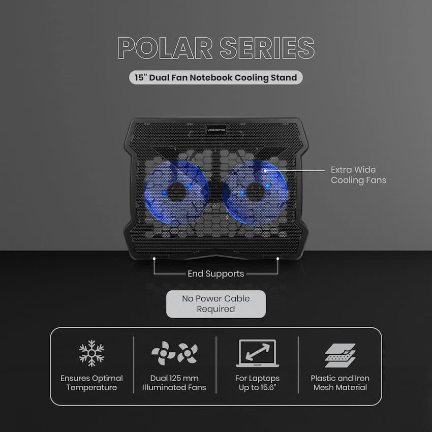 Volkano Polar Series 15" Dual Fan Notebook Cooling Stand