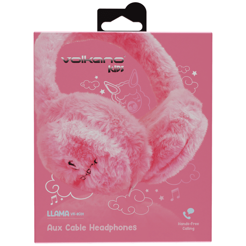 Volkano Kids Llama Series Wired Headphones with Case - Pink