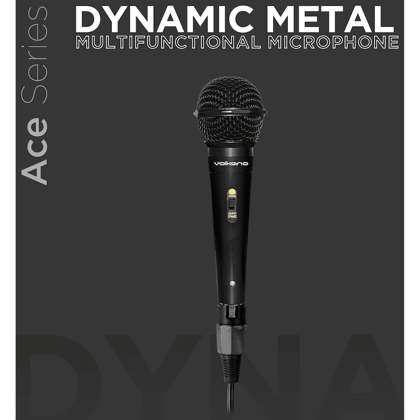 Volkano Ace Series Metal Wired Dynamic Vocal Microphone - Black