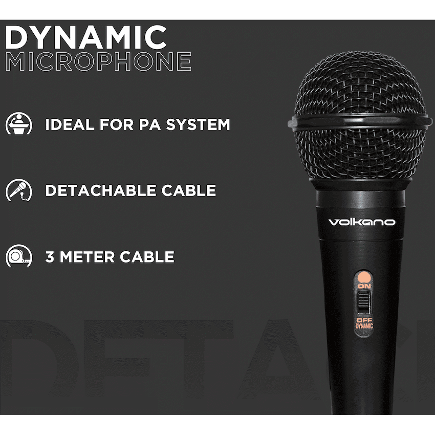 Volkano Ace Series Metal Wired Dynamic Vocal Microphone - Black