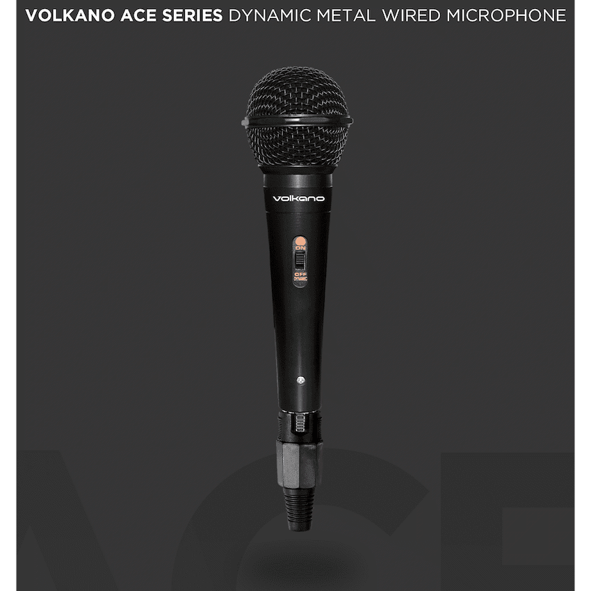 Volkano Ace Series Metal Wired Dynamic Vocal Microphone - Black
