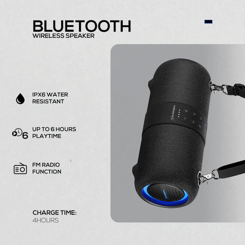 VolkanoX Python Series Bluetooth Speaker - Black