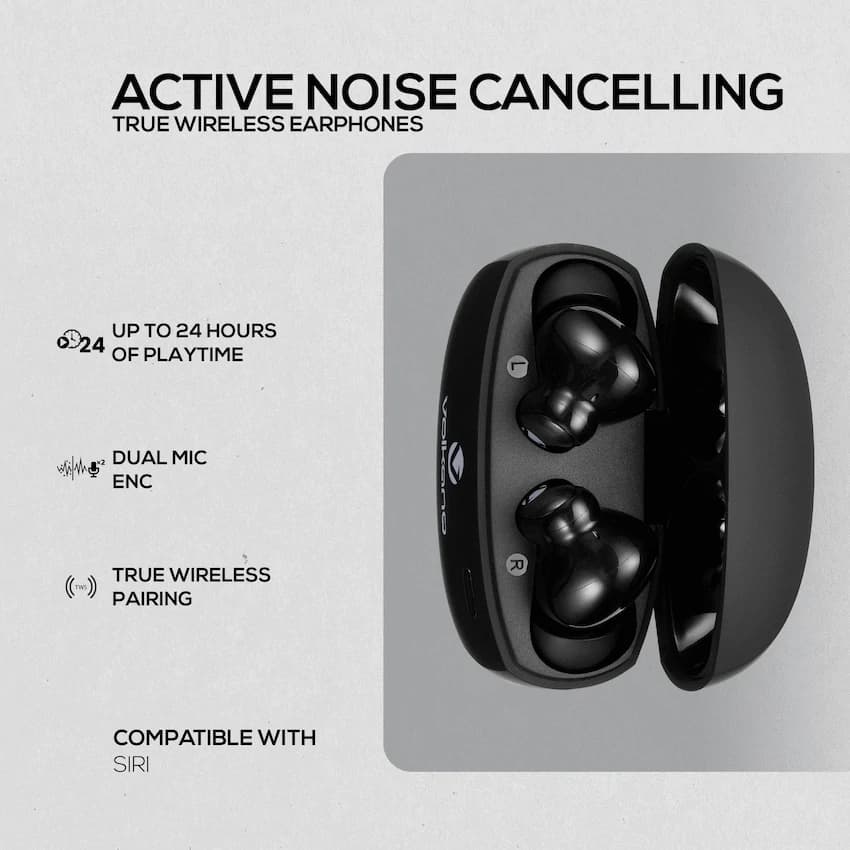 Volkano Nomad Active Noise-Cancelling True Wireless Earphones - Black