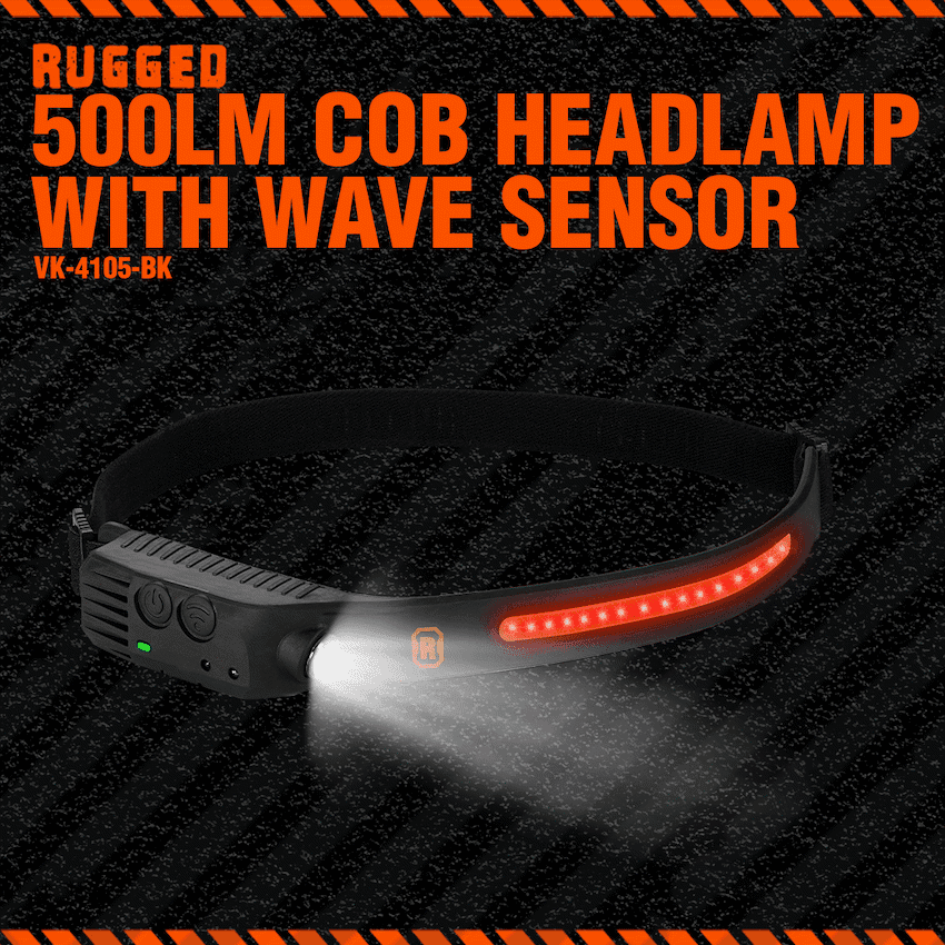 Rugged by Volkano 500lm COB Headlamp with Wave Sensor