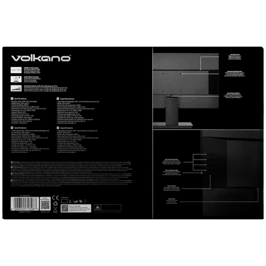 Volkano 24-inch Full HD IPS Monitor with HDMI/VGA, 100 Hz