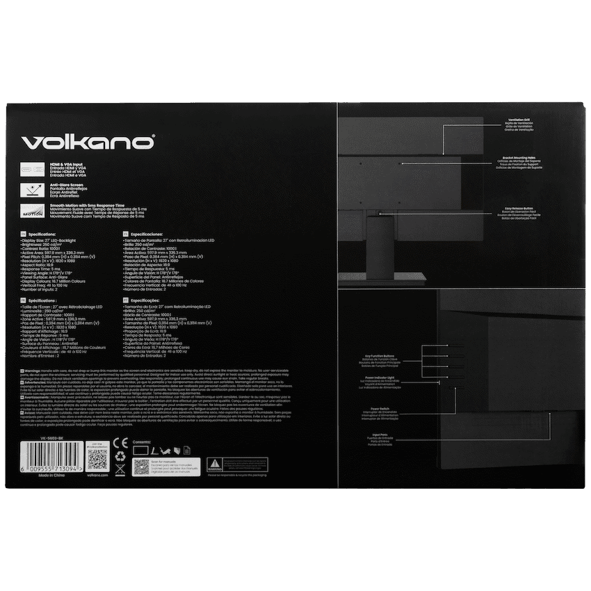 Volkano 27-inch Full HD IPS Monitor with HDMI/VGA, 100 Hz