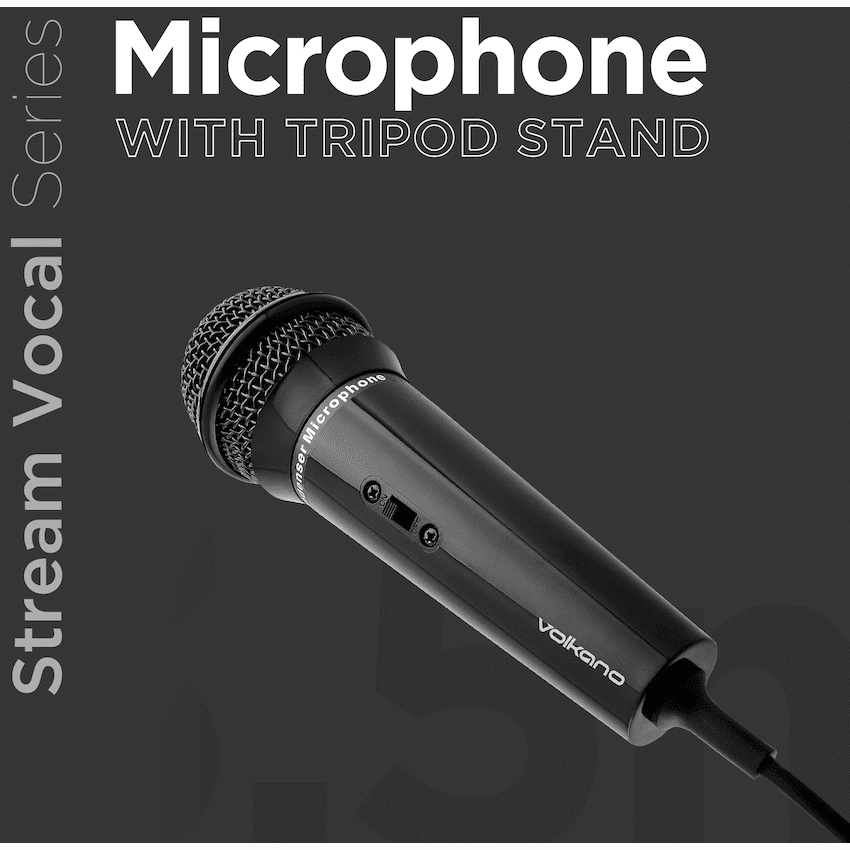 Volkano Stream Vocal Microphone with Tripod, Aux
