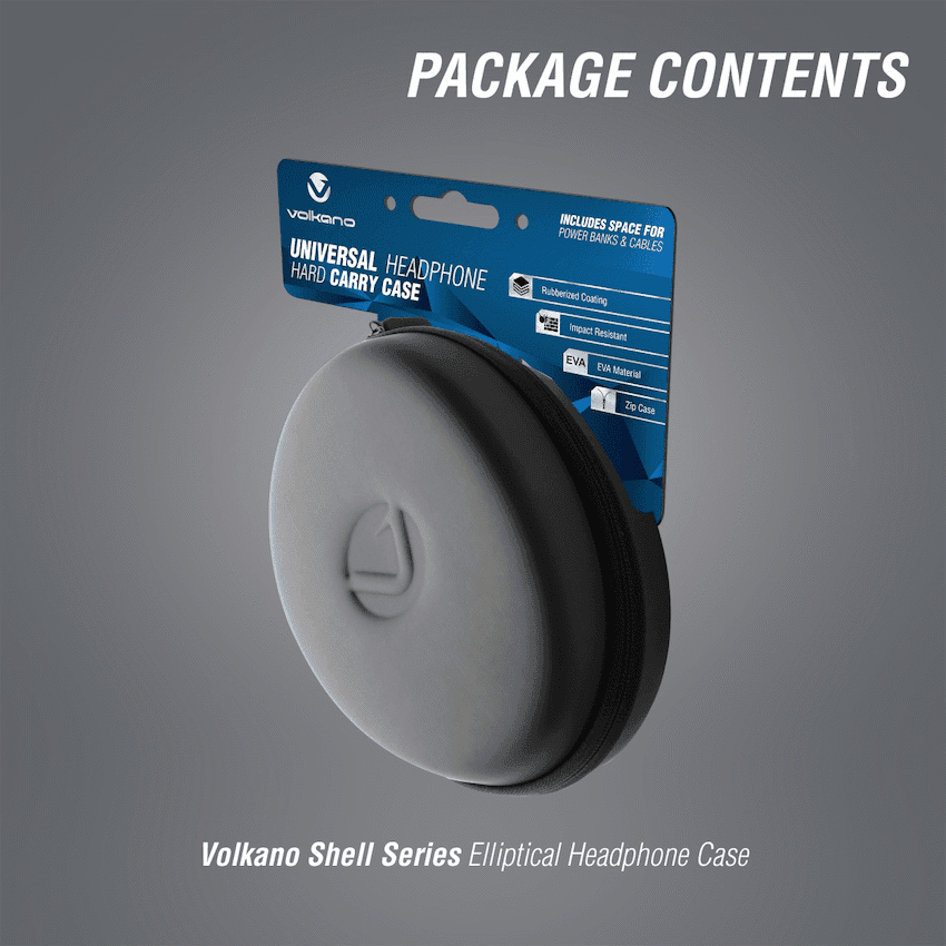 Volkano Shell Elliptical Headphone Case - Black
