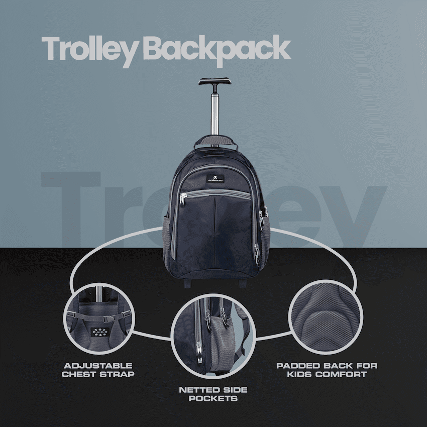 Volkano Orthopaedic Trolley Backpack 35l - Navy/Grey