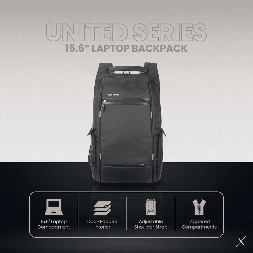 VolkanoX United 15.6" Laptop Backpack - Black