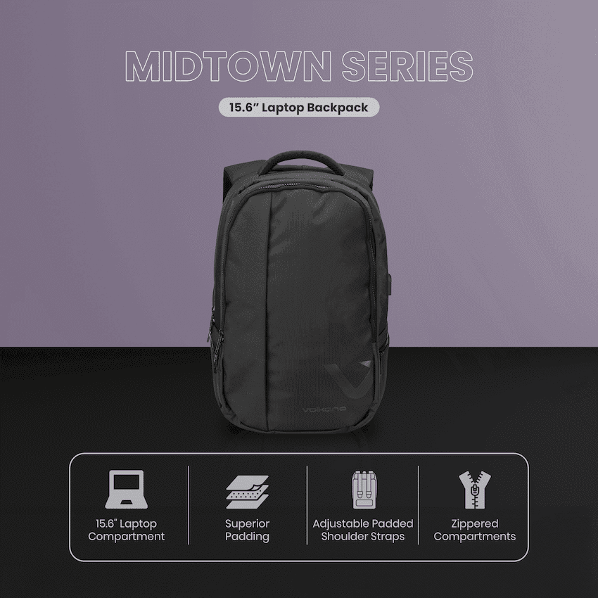 Volkano Midtown 15.6" Laptop Backpack - Black