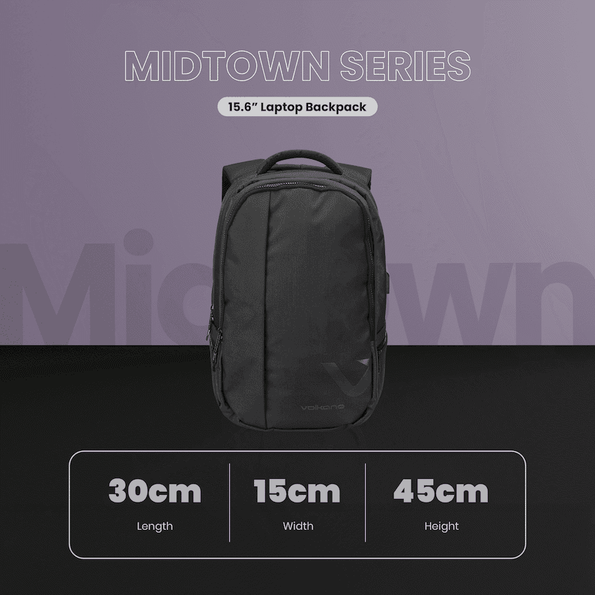 Volkano Midtown 15.6" Laptop Backpack - Black