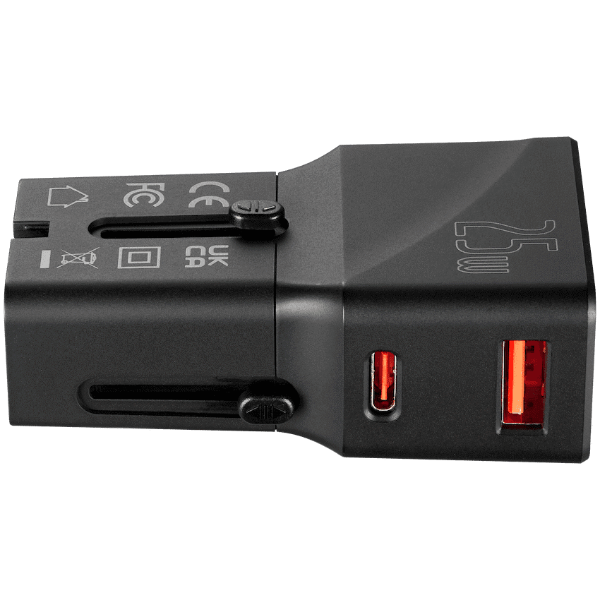 Volkano Globetrotter Series 25w Dual USB + Type-C Mini Travel Adaptor