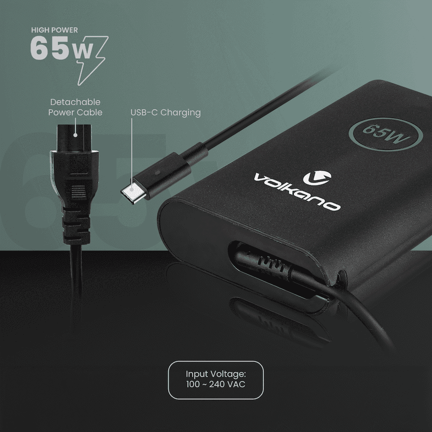 Volkano Brio Slimline series Type-C 65W Laptop Charger