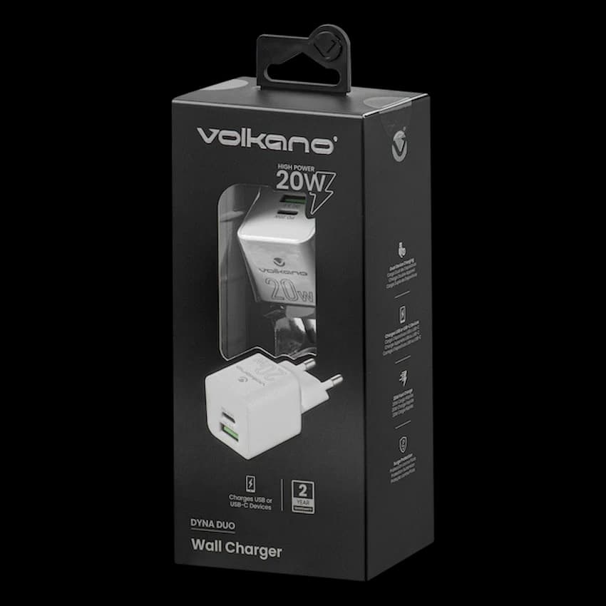 Volkano Dyna Duo 20w PD + QC 3.0 Wall Charger