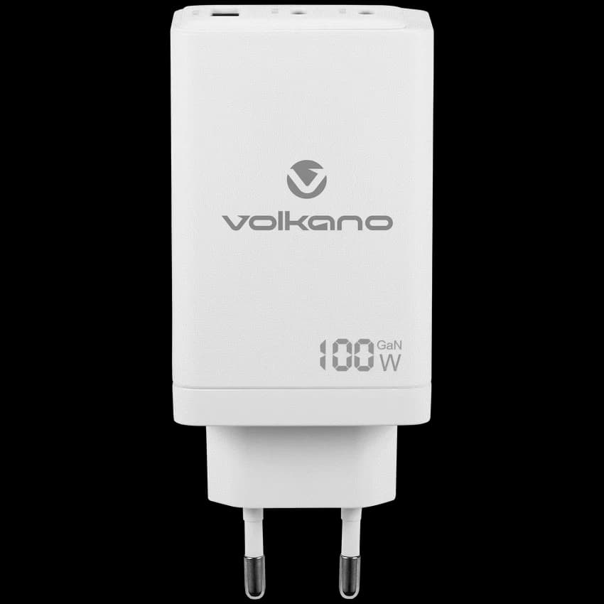 Volkano WattPro Series Triple Port 100W GanN Wall Charger - White