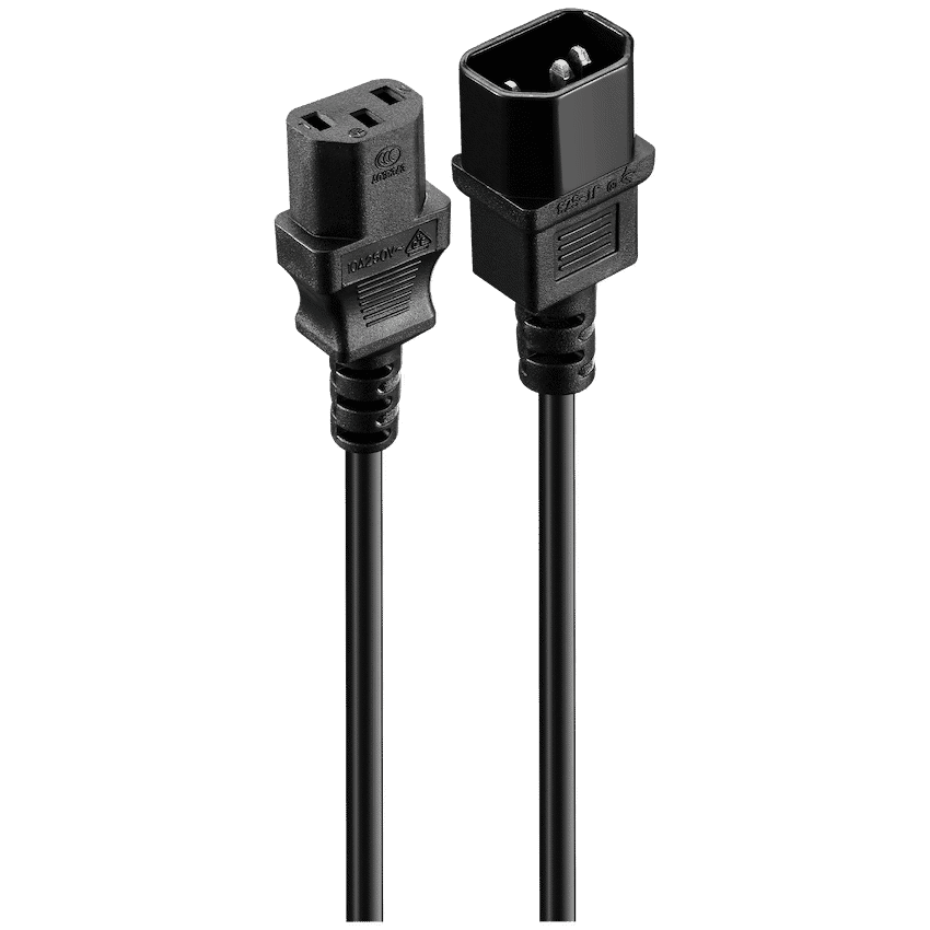 Volkano Presto Series Power Cable - 3 Pin IEC Extension 1.8m, 10a - Black