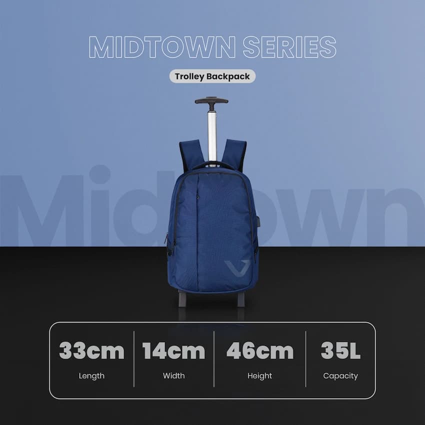 Volkano Midtown Trolley Backpack - Navy