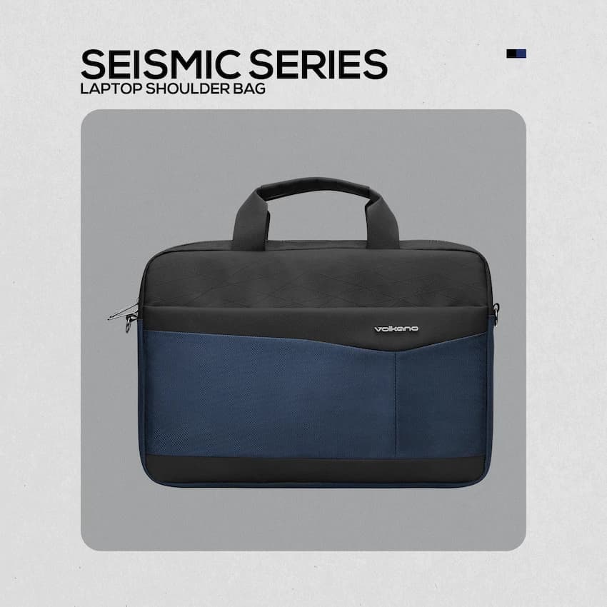 Volkano Seismic 15.6" Laptop Shoulder Bag Blk/Nvy