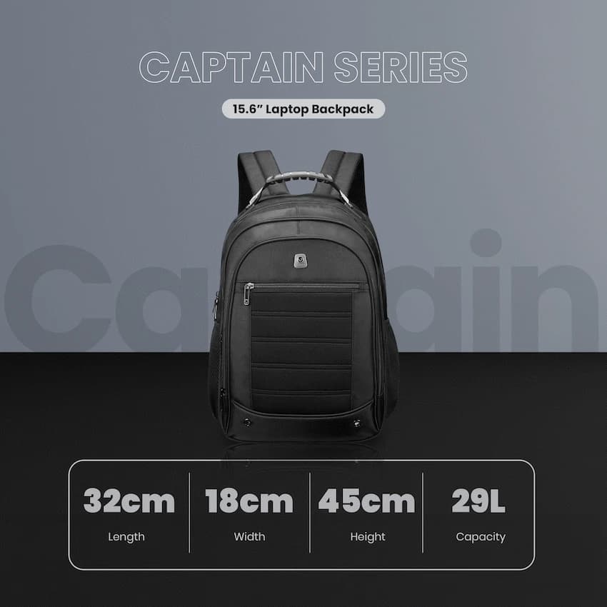 Volkano Captain 15.6" Laptop Backpack - Black