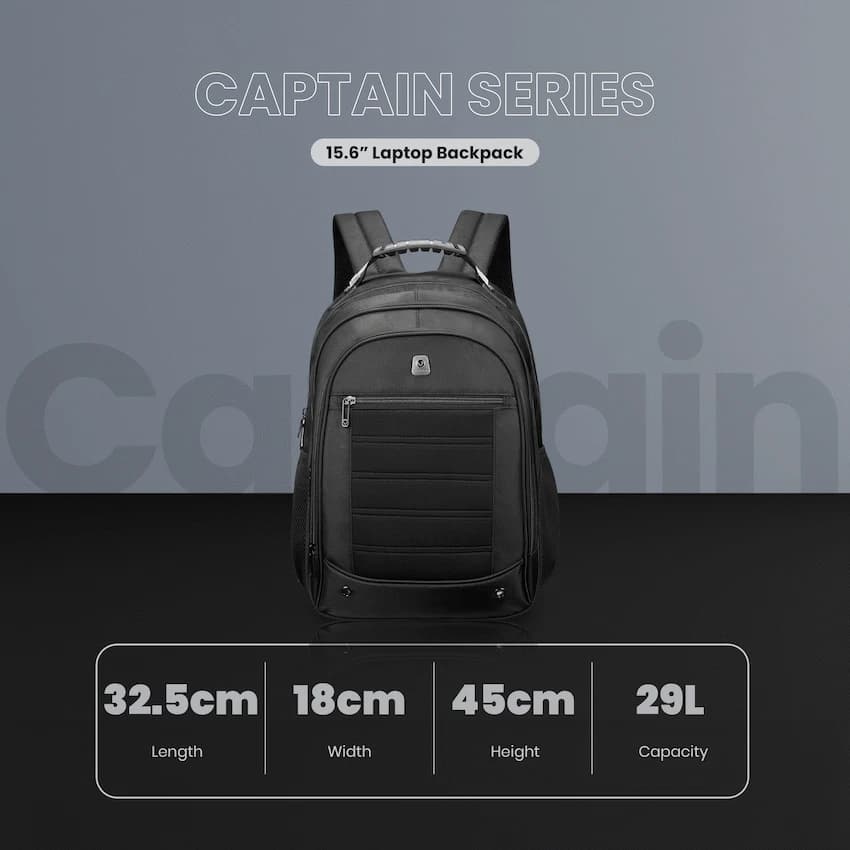 Volkano Captain 15.6" Laptop Backpack - Black