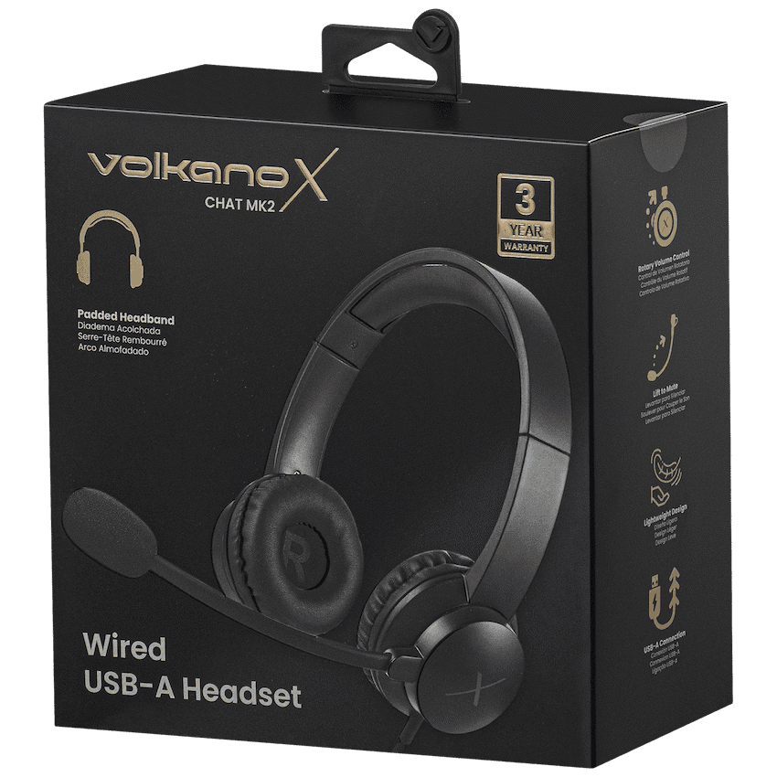 VolkanoX Chat Mk2 Series Wired USB Headset - Graphite