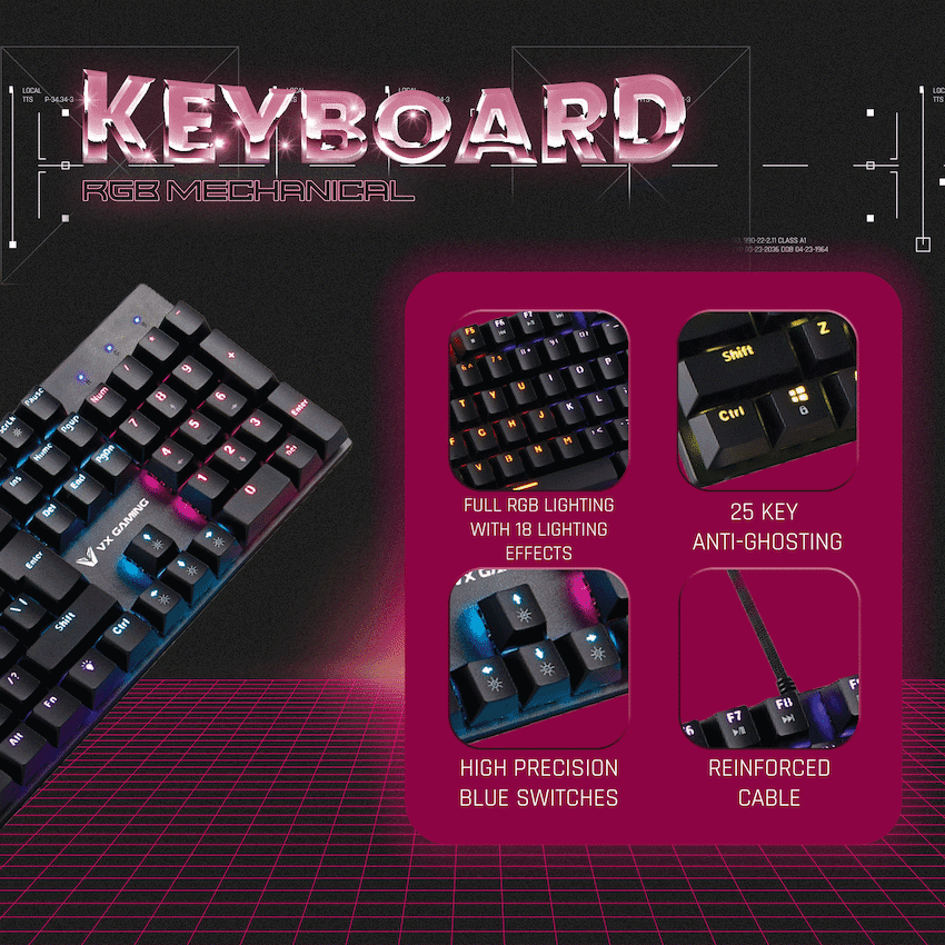 VX Demeter Series Mechanical Keyboard with Full RGB Lighting