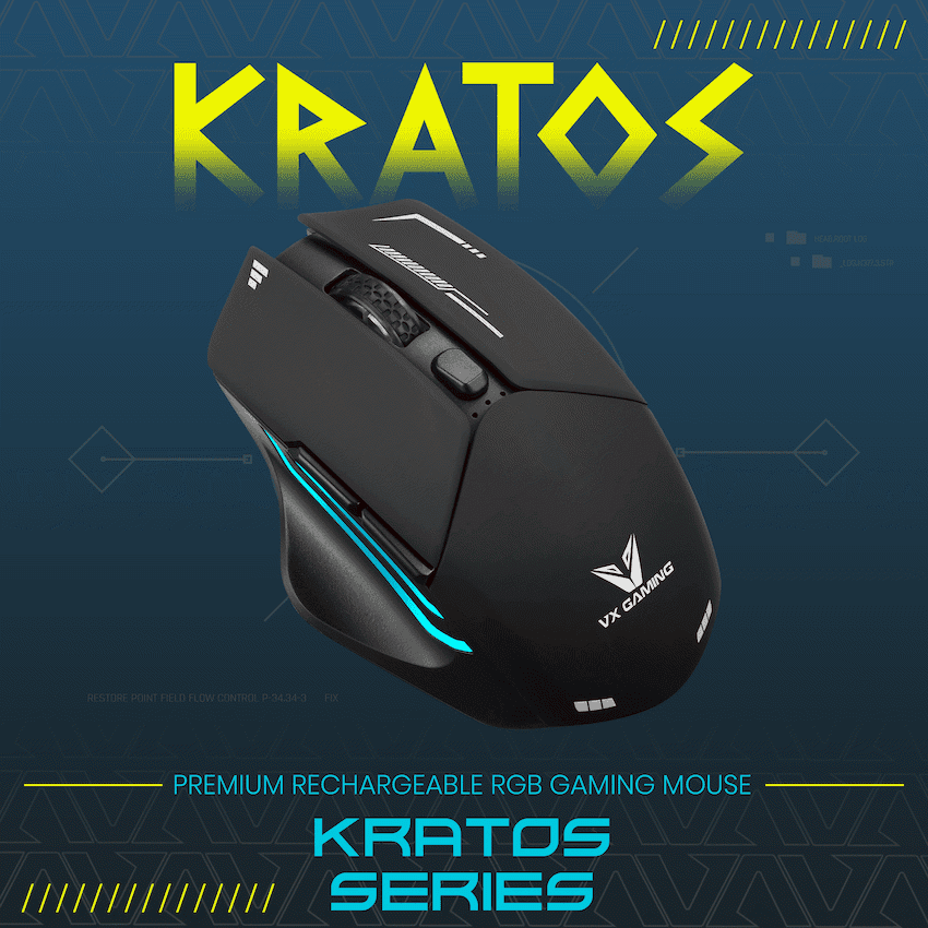 VX Gaming Kratos Series Wireless Rechargeable RGB Gaming Mouse