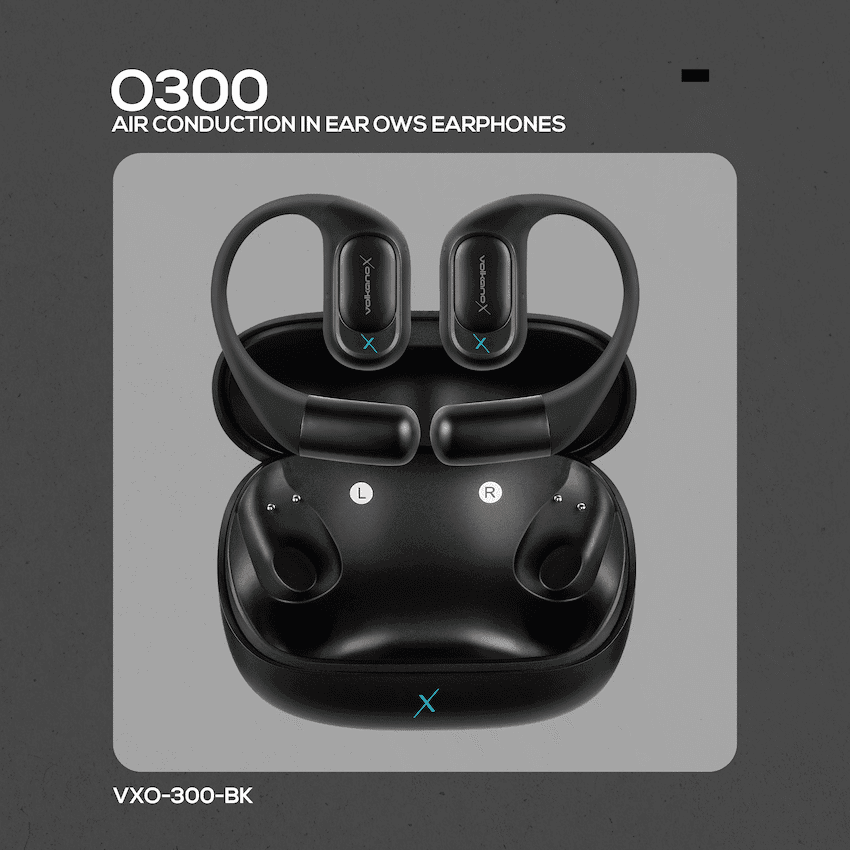 VolkanoX O300 Air Conduction OWS Earphones - Black