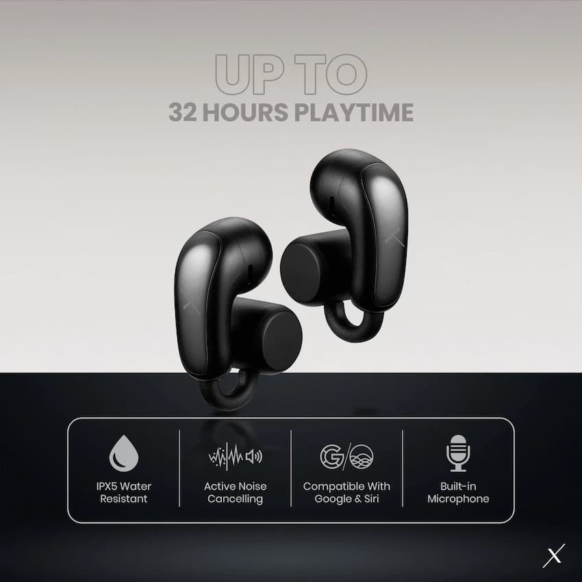 VolkanoX O400 Air Conduction In-Ear OWS Earphones - Black