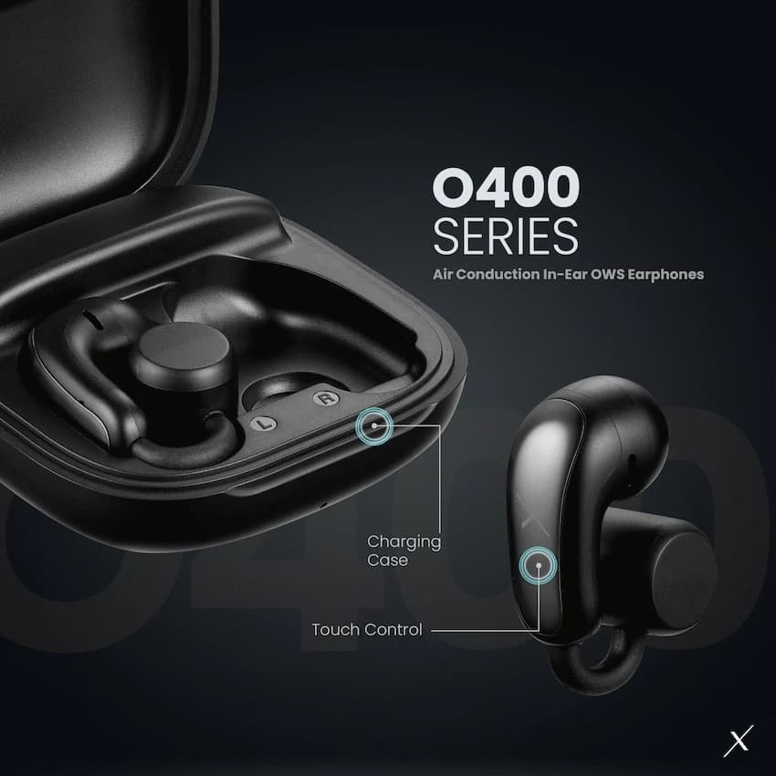 VolkanoX O400 Air Conduction In-Ear OWS Earphones - Black