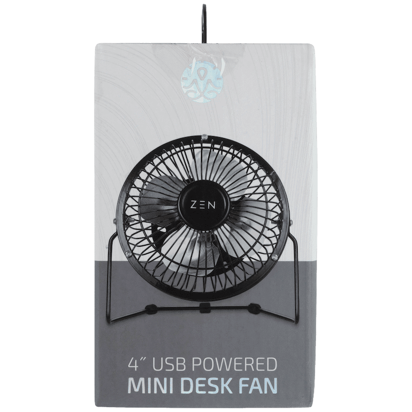 ZEN Cool Series 4" Mini Desk Fan - Black