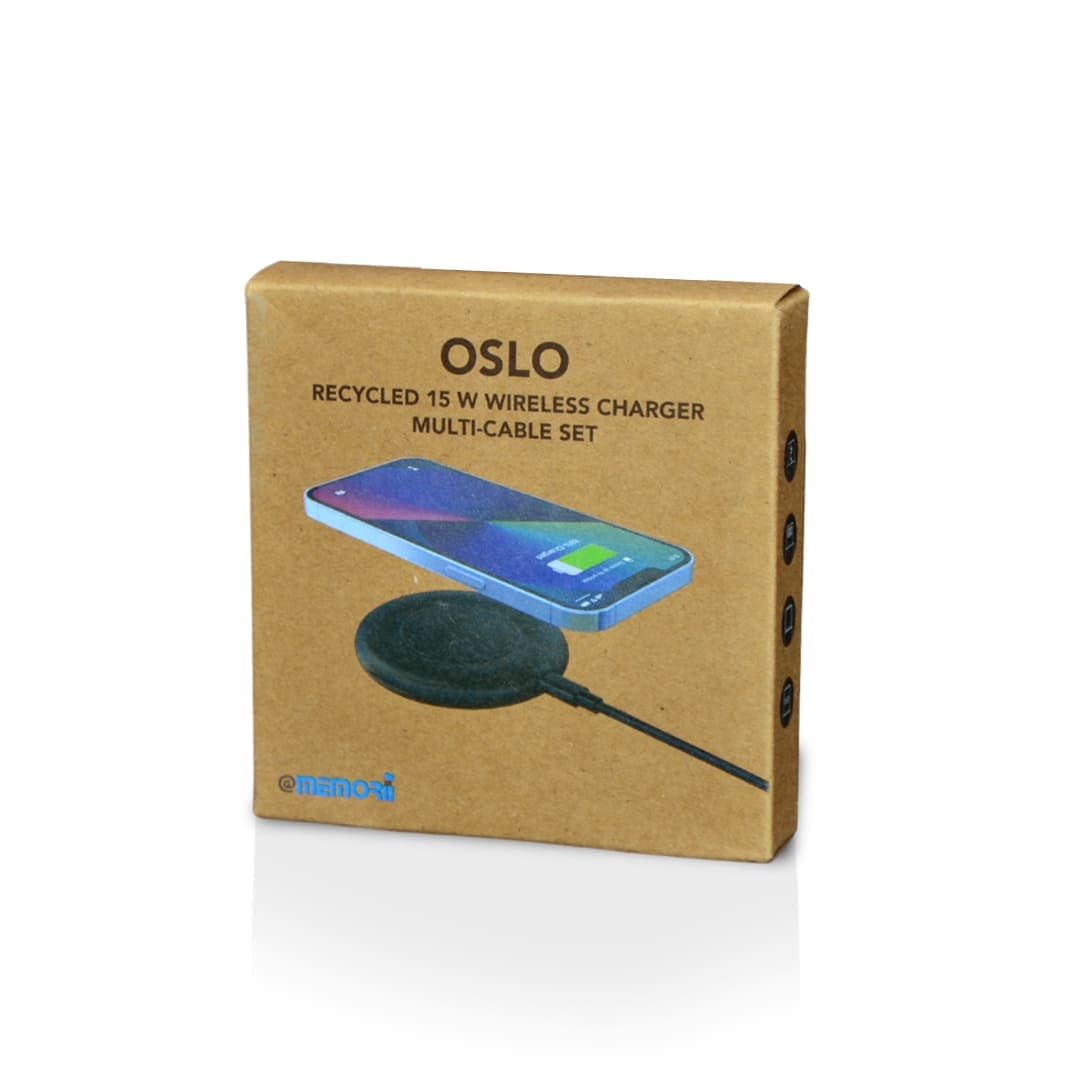 OSLO - @memorii Recycled 15W Wireless Charger Multi - Cable Set