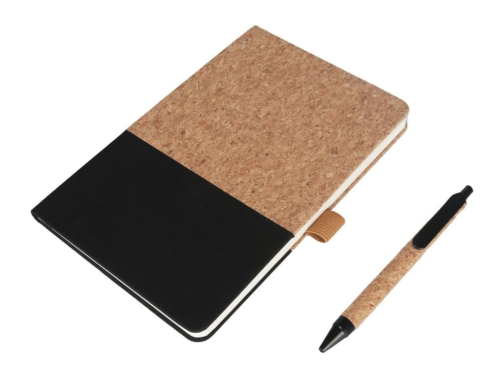 BORSA - eco-neutral A5 Cork Fabric Hard Cover Notebook and Pen Set