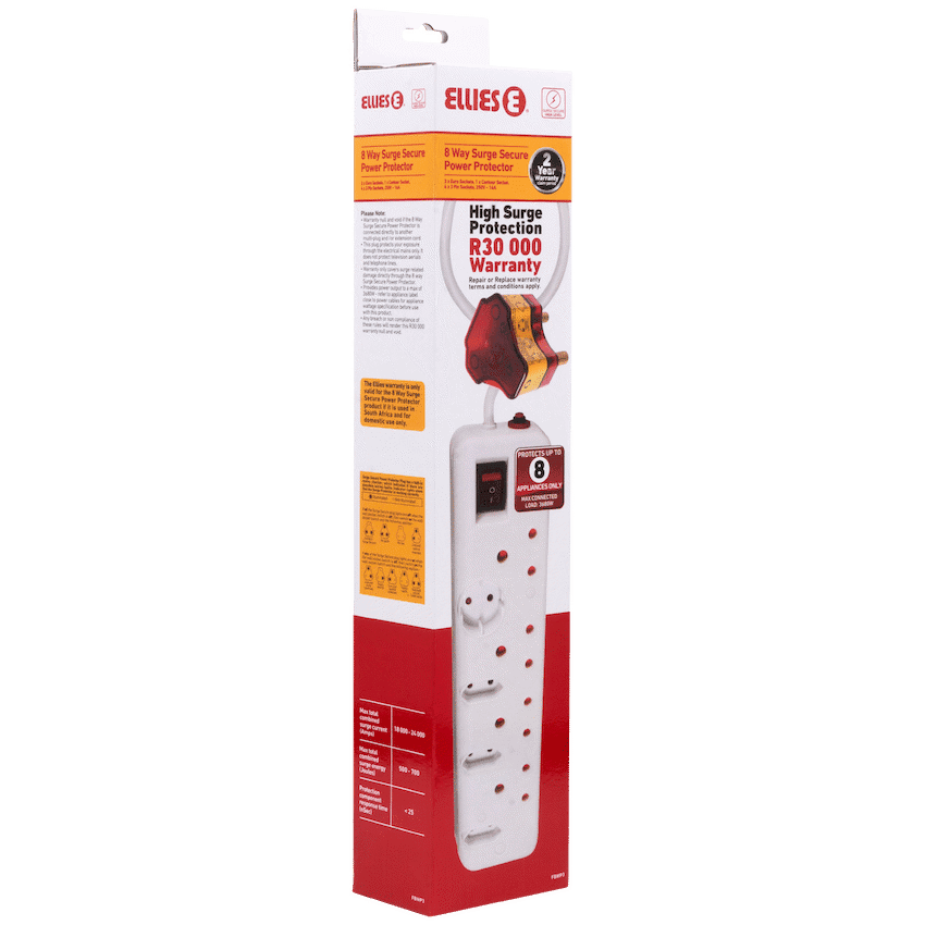 Ellies 8-Way High Surge Multiplug 0.5m