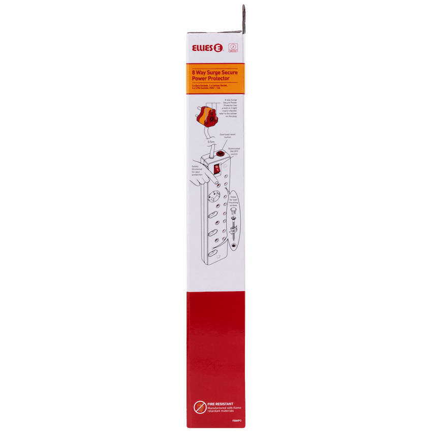 Ellies 8-Way High Surge Multiplug 0.5m