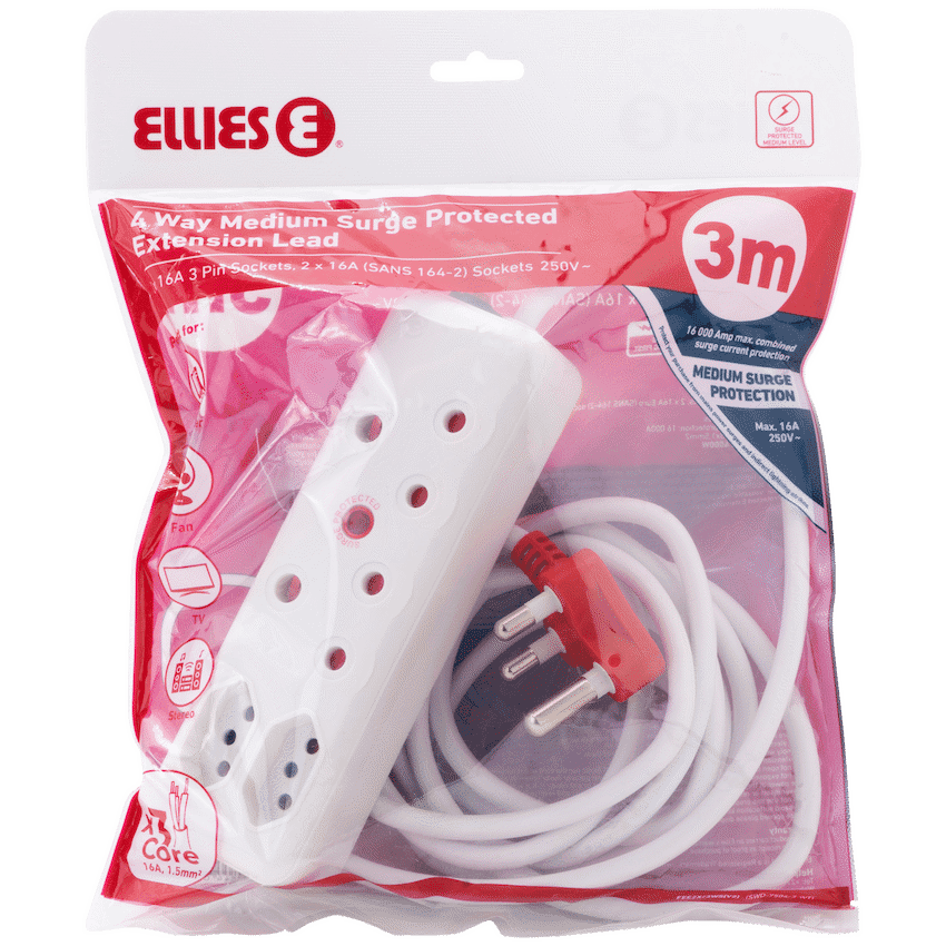 Ellies 4 Way Medium Surge Extension Lead -3M
