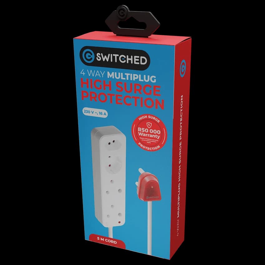 Switched High Surge 4-Way Multiplug 0.5m 1140J