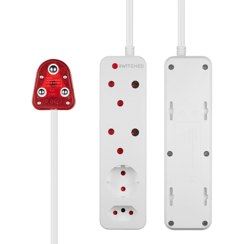 Switched High Surge 4-Way Multiplug 0.5m 1140J