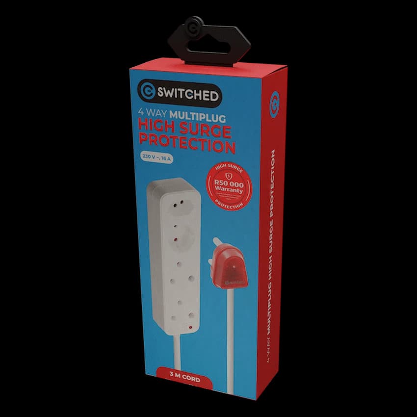Switched High Surge 4-Way Multiplug 3m 1140J