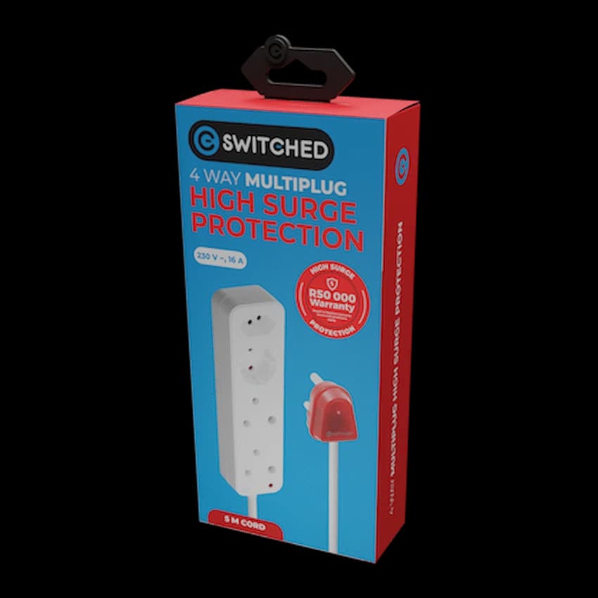 Switched High Surge 4-Way Multiplug 5m 1140J