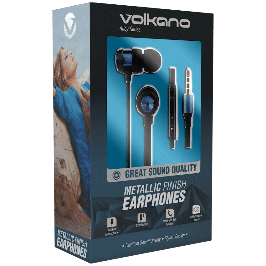 Volkano Alloy Series Metal Earphone - Blue