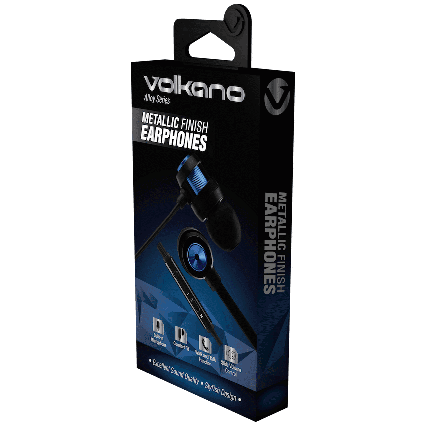 Volkano Alloy Series Metal Earphone - Blue