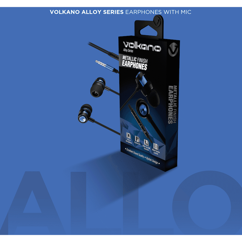 Volkano Alloy Series Metal Earphone - Blue