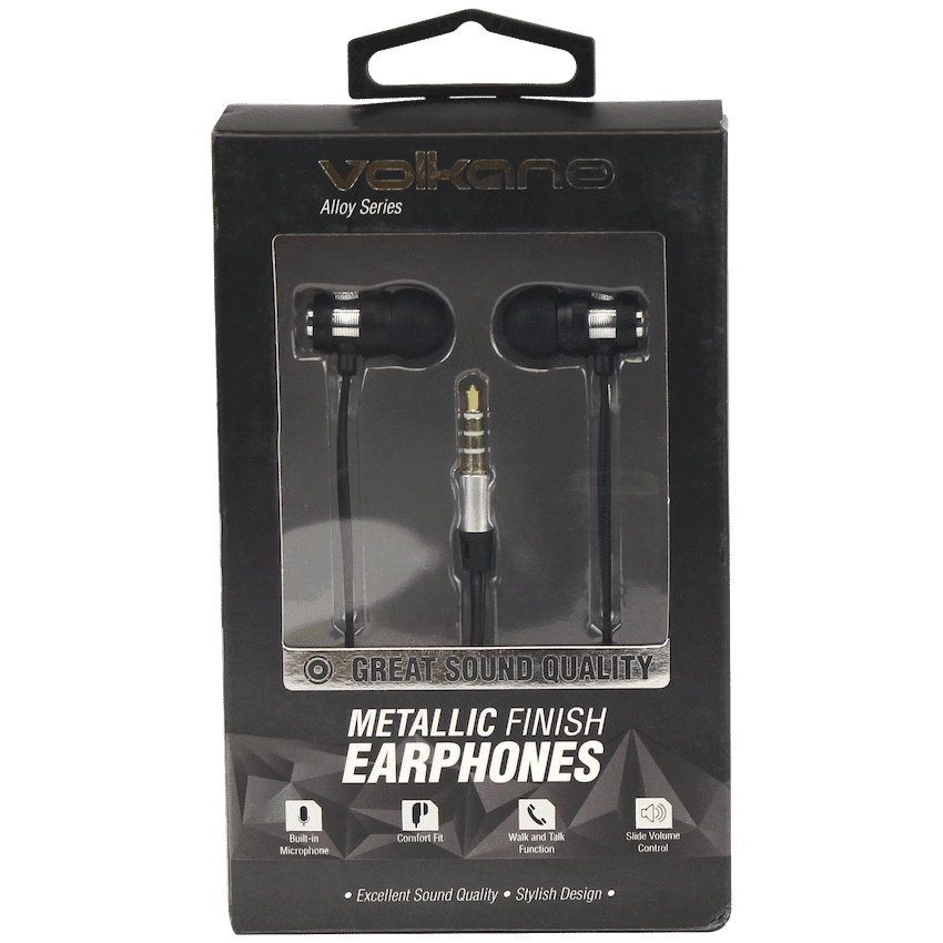 Volkano Alloy Series Metal Earphone - Silver