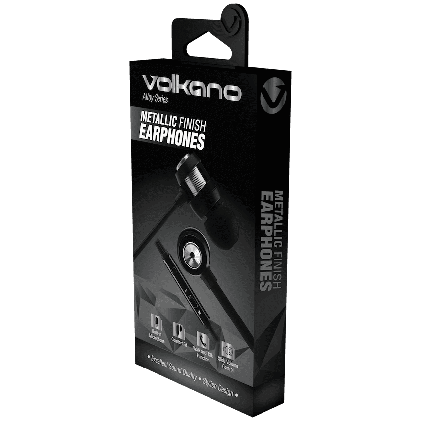 Volkano Alloy Series Metal Earphone - Silver