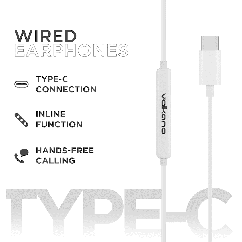 Volkano Prism 2.0 Series Type-C Earphone - White